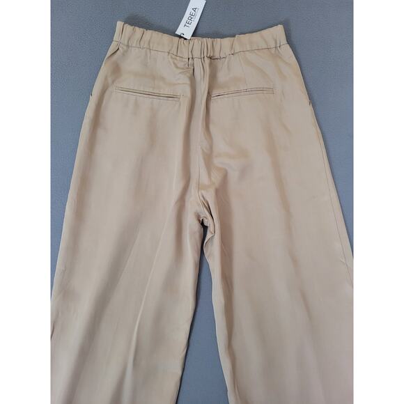 TEREA Womens Lexie Pleated Front Pants Pockets Wide Leg Hummus Trousers Medium - Picture 8 of 8